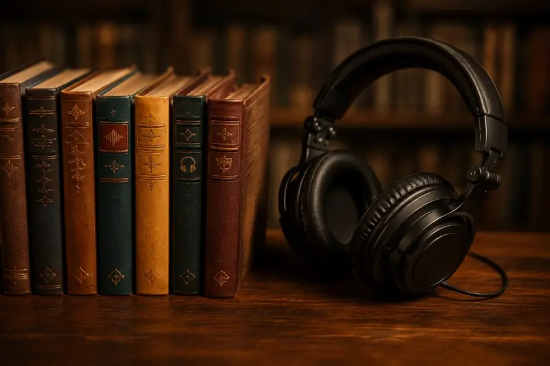 Books and headphones representing audiobook restoration